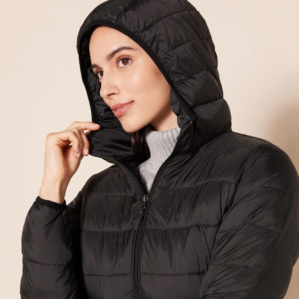 Lightweight Hooded Mid-Length Puffer Coat