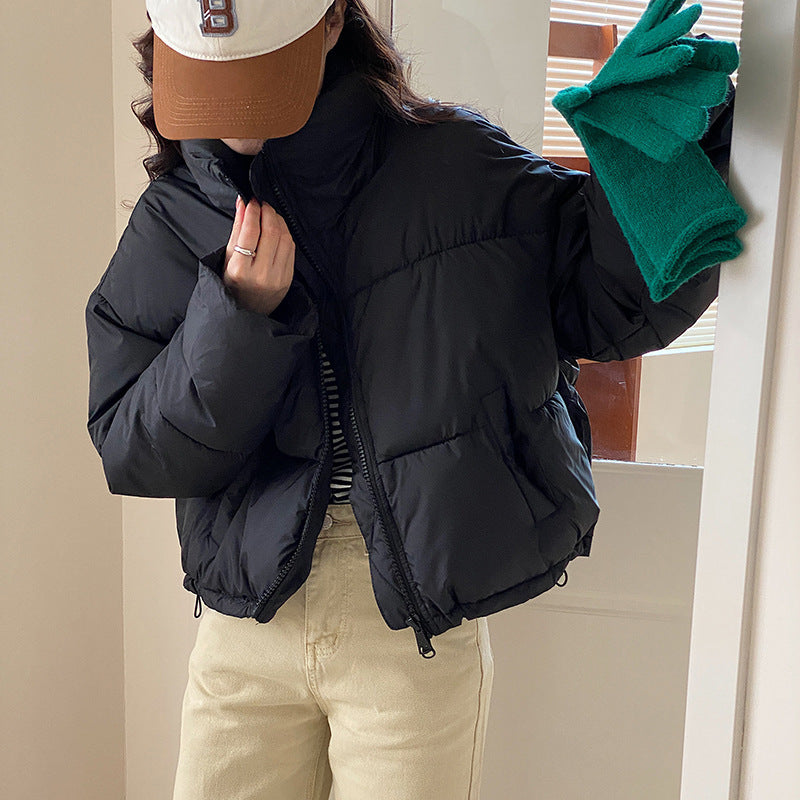 Cropped Stand Collar Puffer Jacket