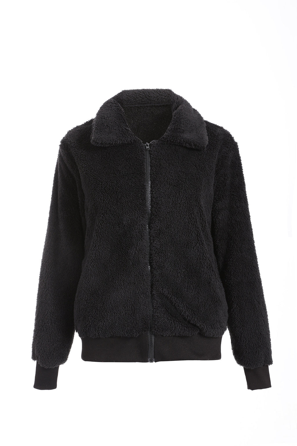 Lapel Fleece Zip-Up Jacket