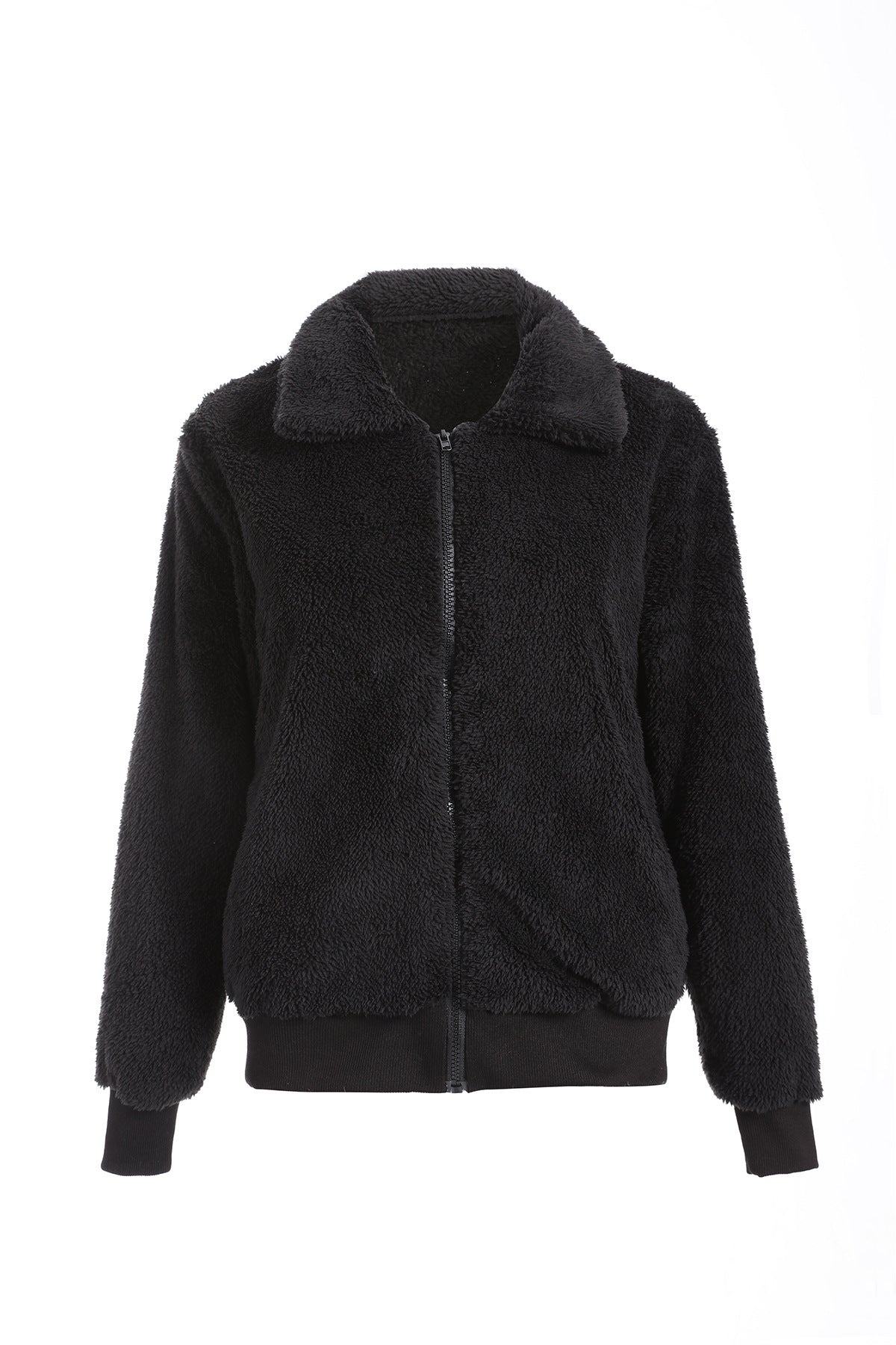 Lapel Fleece Zip-Up Jacket