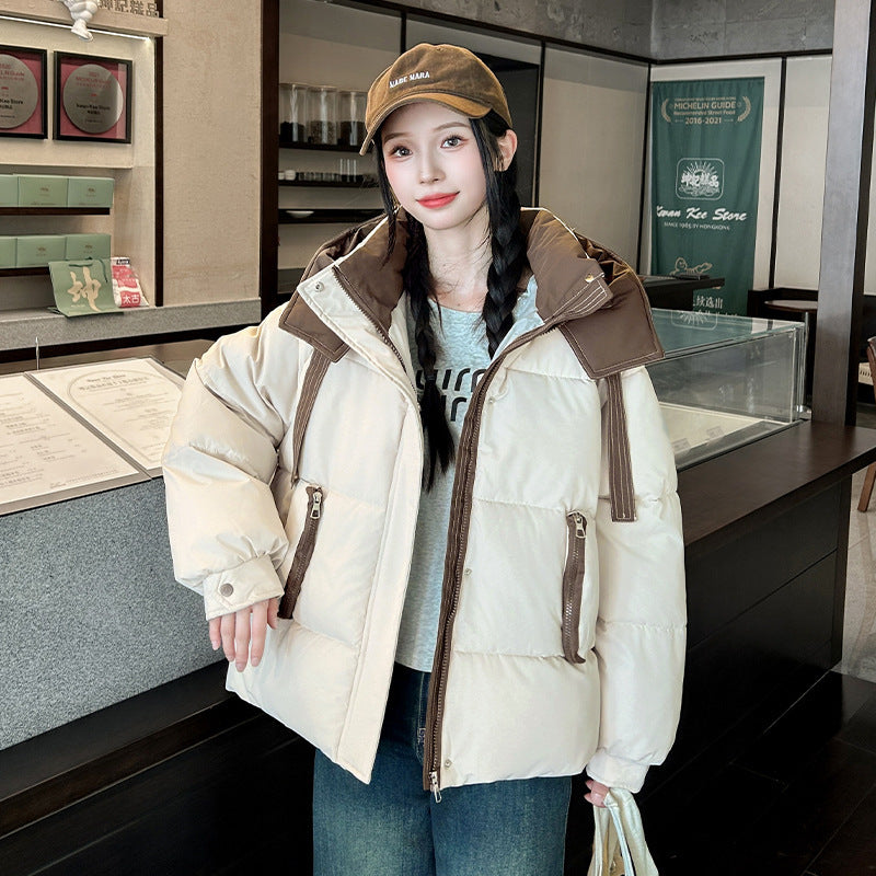 Two-Tone Hooded Puffer Coat