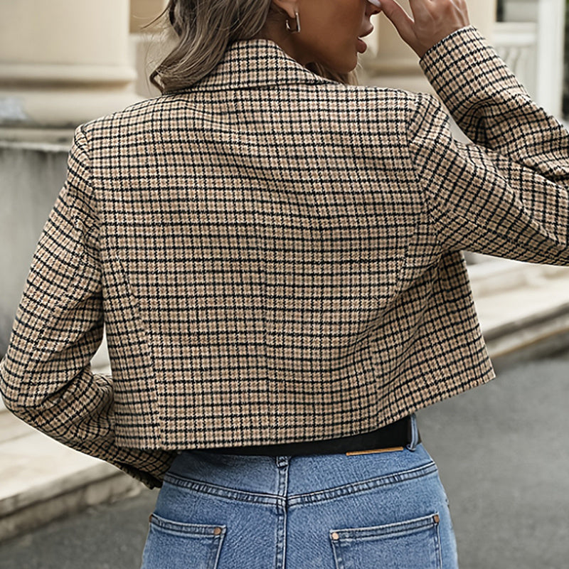 Vintage Plaid Cropped Blazer