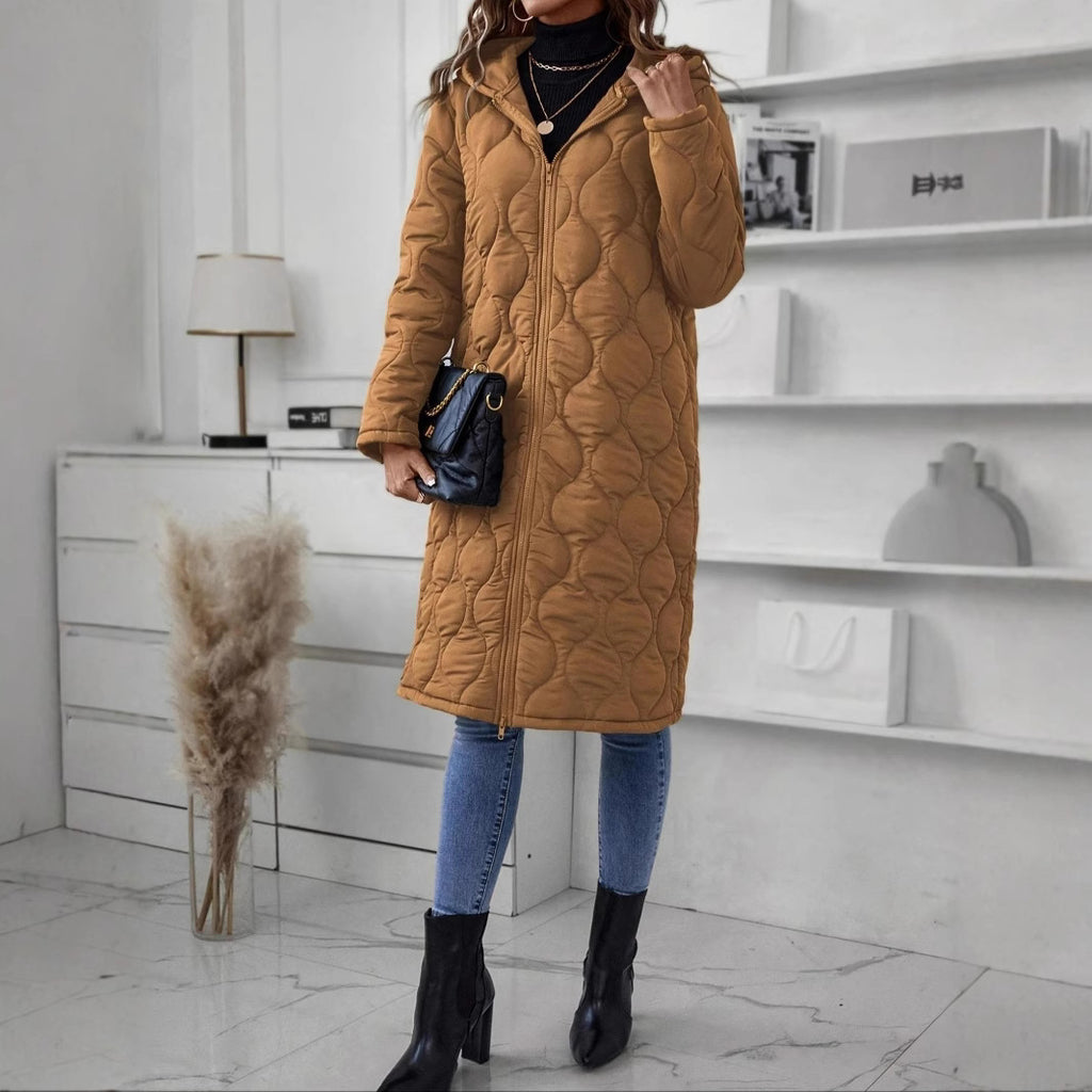 Quilted Hooded Mid-Length Puffer Coat