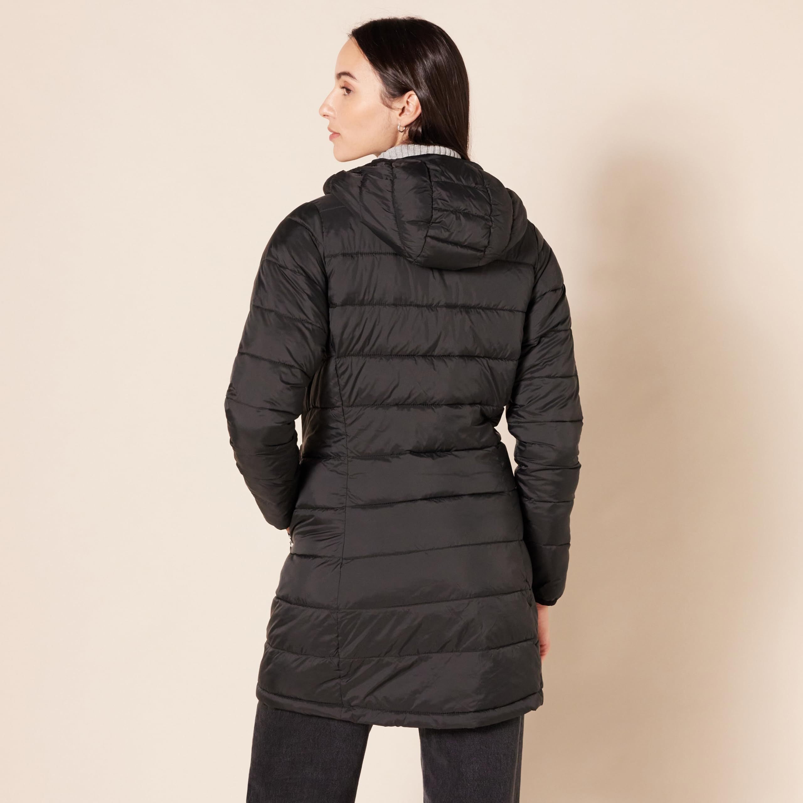 Lightweight Hooded Mid-Length Puffer Coat