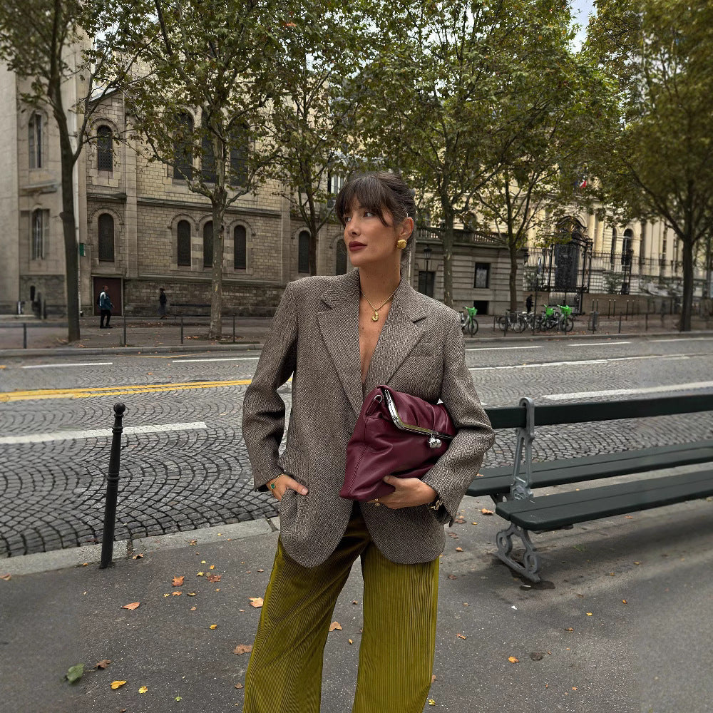 Herringbone Knit Blazer Jacket