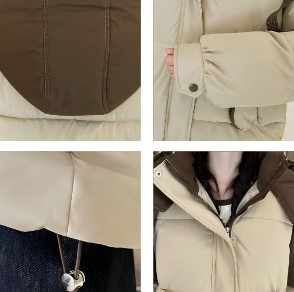 Two-Tone Hooded Puffer Coat