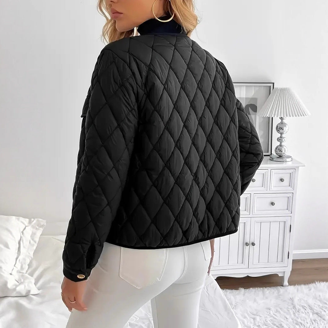 Quilted Button-Up Short Jacket