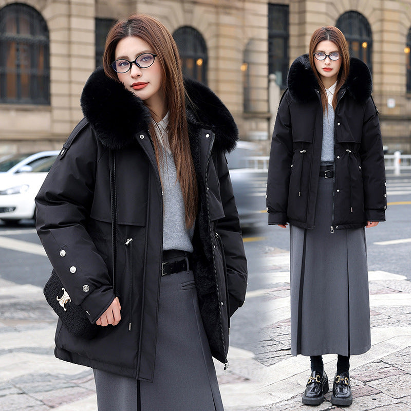 Faux Fur Collar Quilted Winter Parka