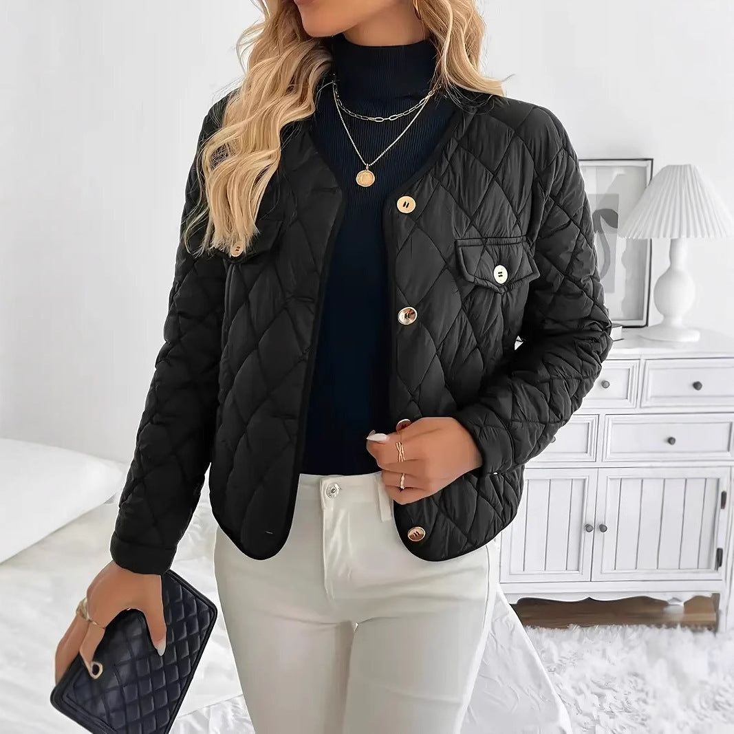 Quilted Button-Up Short Jacket