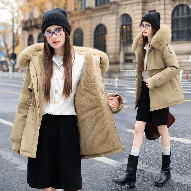 Faux Fur Collar Quilted Winter Parka