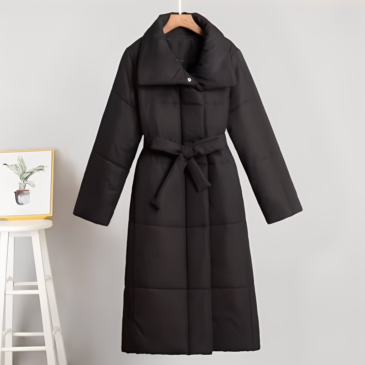Belted Long Puffer Coat