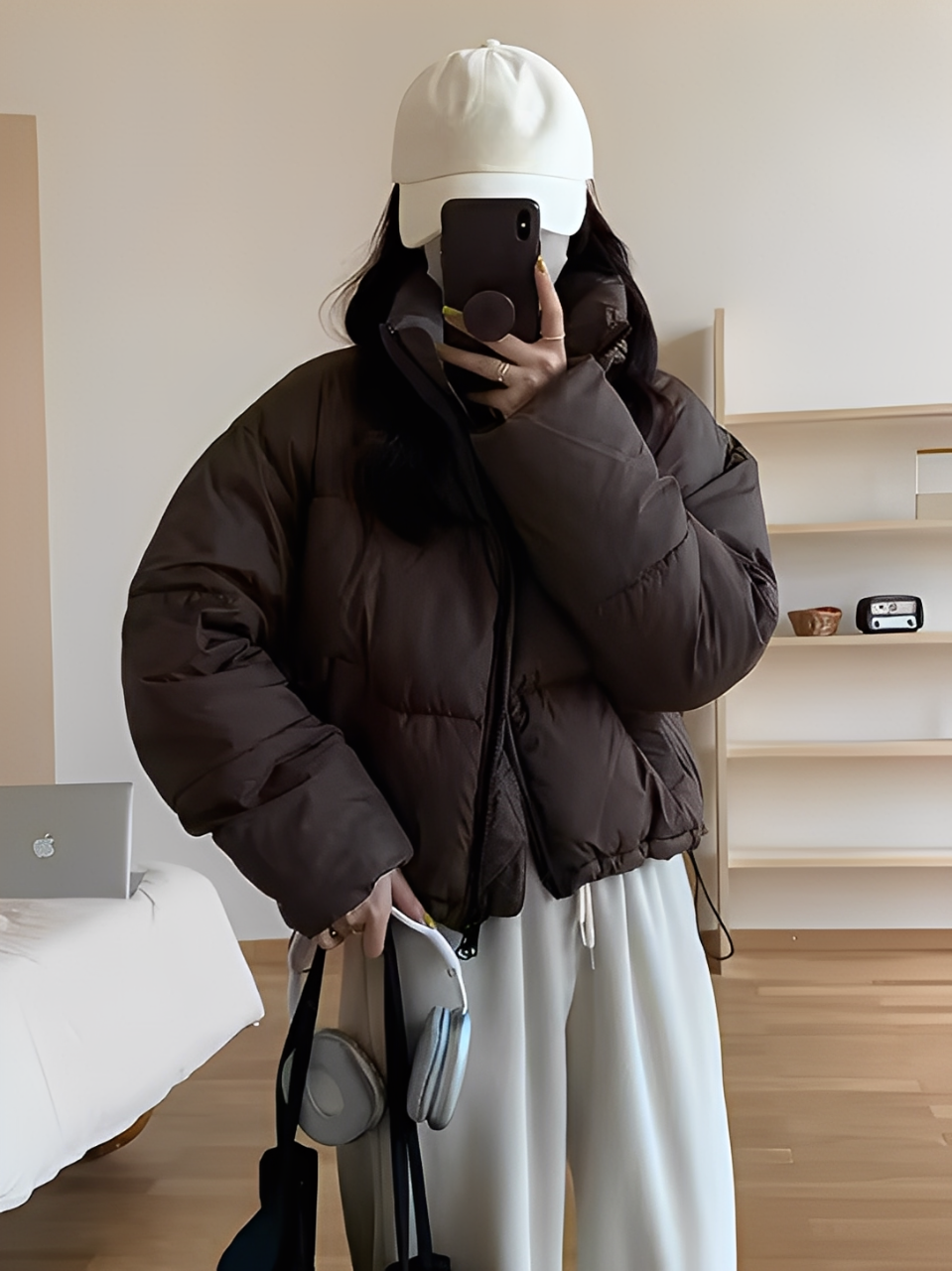 Cropped Stand Collar Puffer Jacket