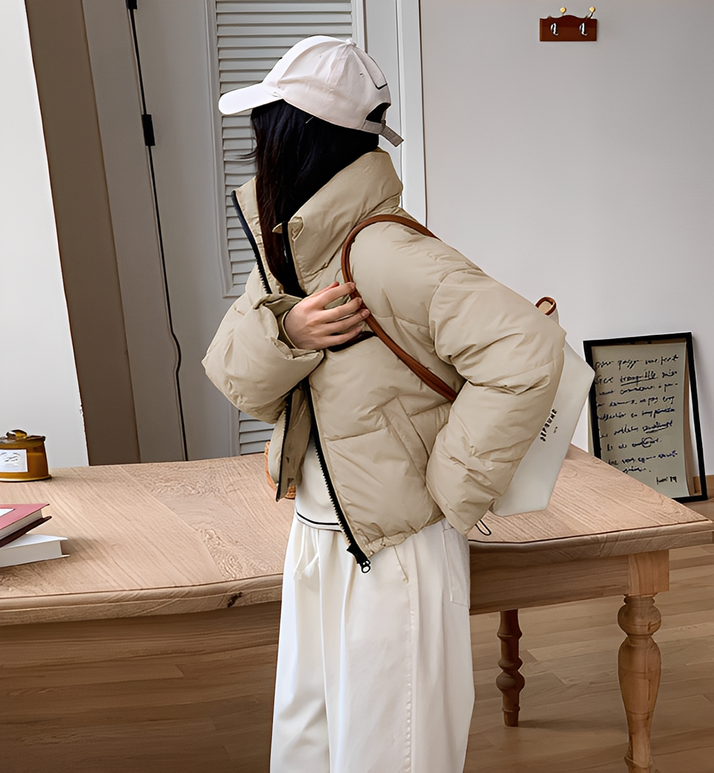 Cropped Stand Collar Puffer Jacket