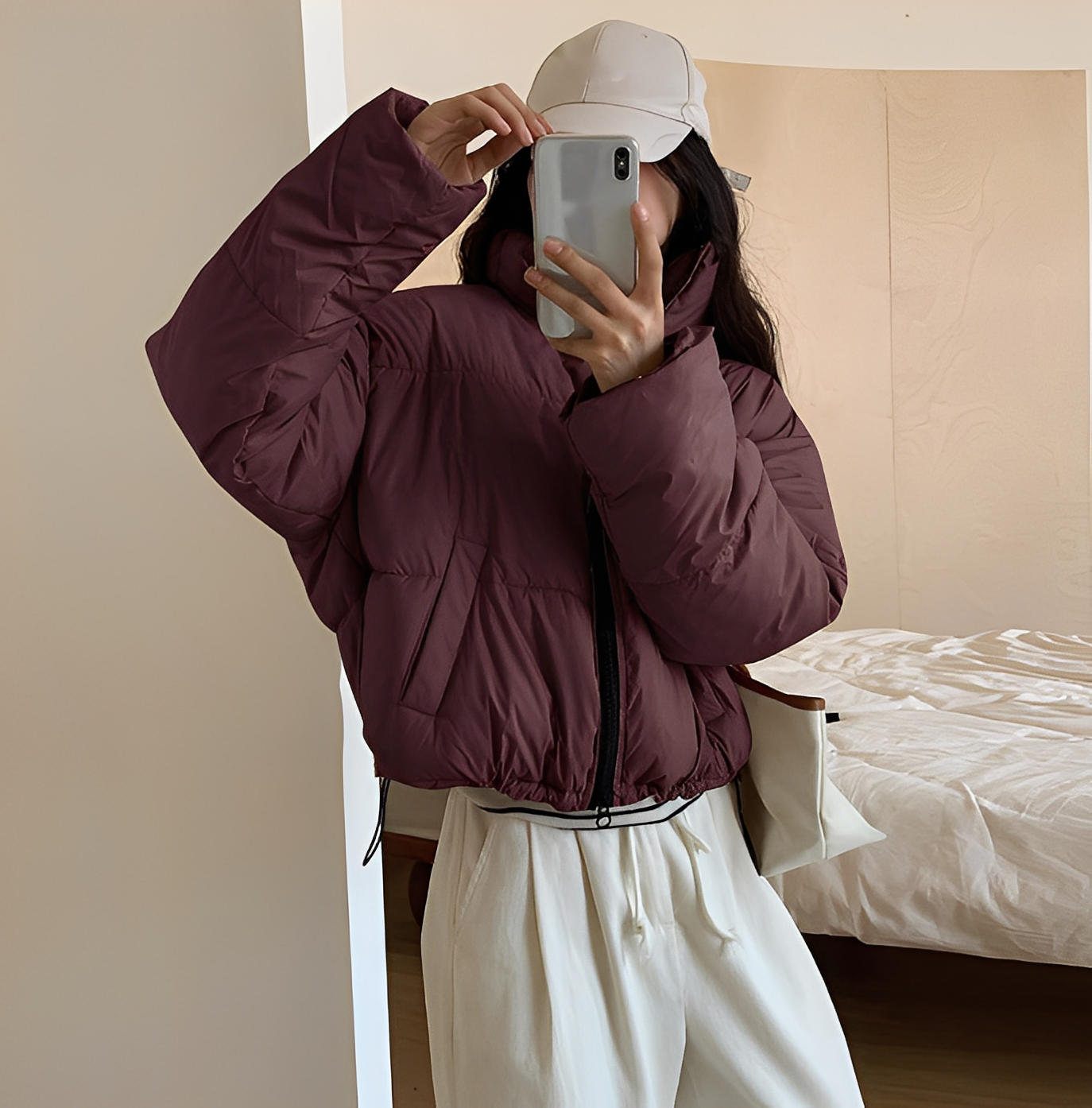 Cropped Stand Collar Puffer Jacket