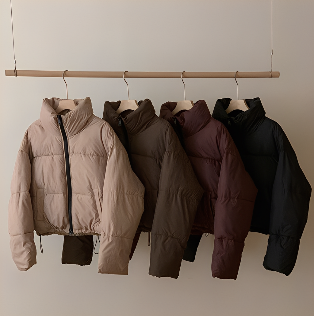 Cropped Stand Collar Puffer Jacket