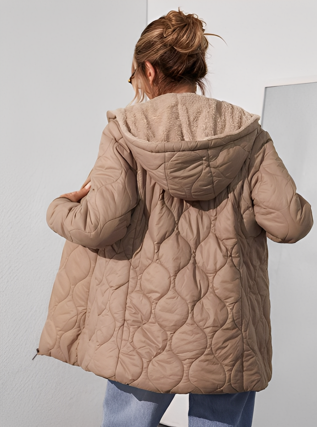 Quilted Hooded Fleece-Lined Coat