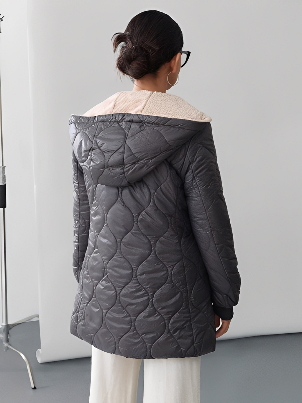 Quilted Hooded Fleece-Lined Coat