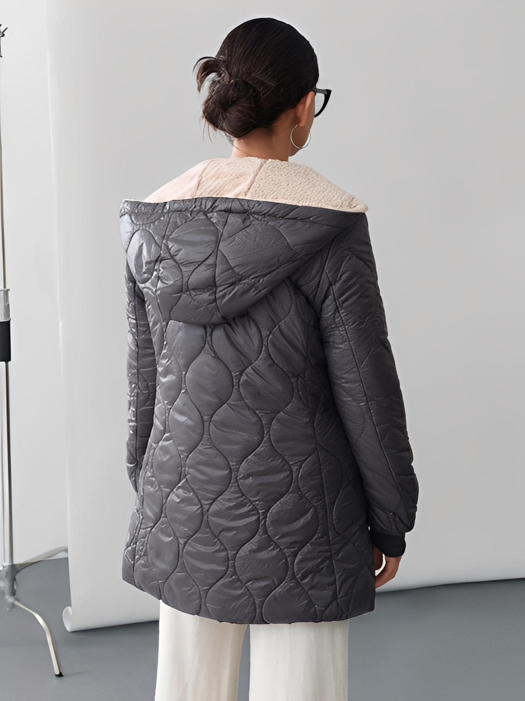 Quilted Hooded Fleece-Lined Coat