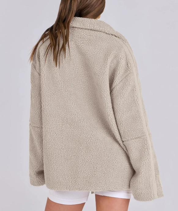 Lapel Fleece Zip-Up Jacket