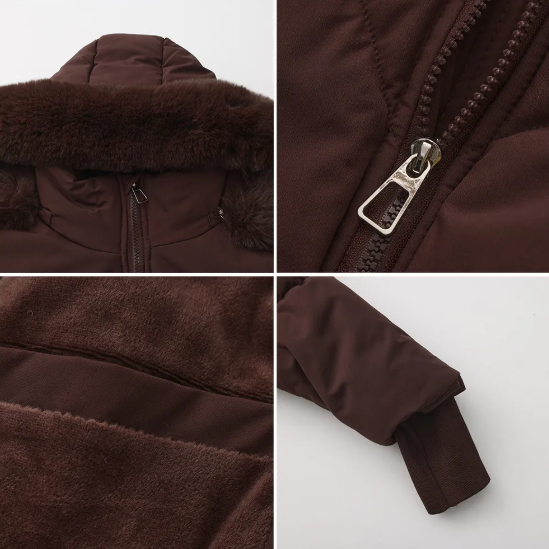 Fur-Trim Hooded Short Puffer Jacket