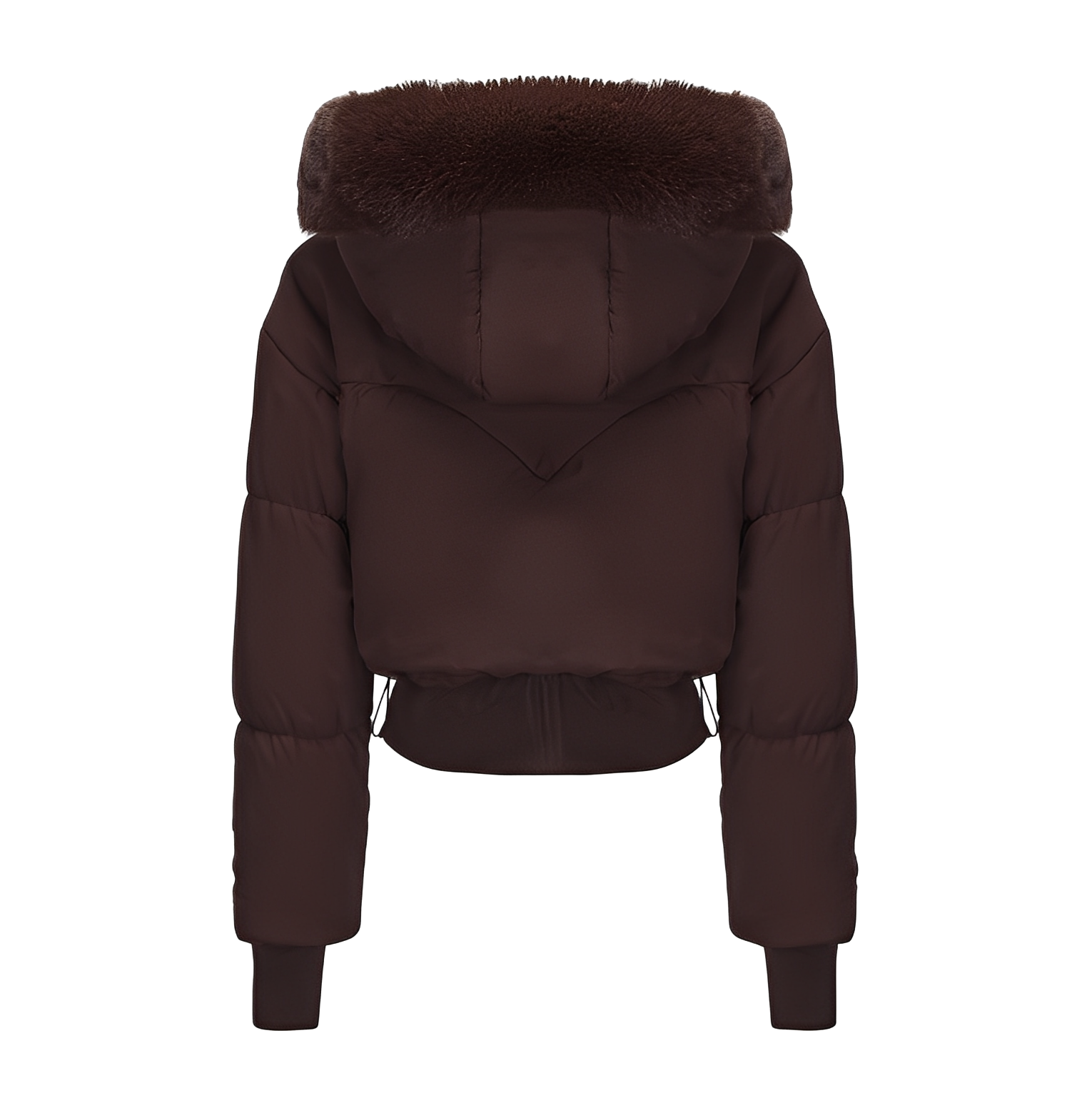 Fur-Trim Hooded Short Puffer Jacket