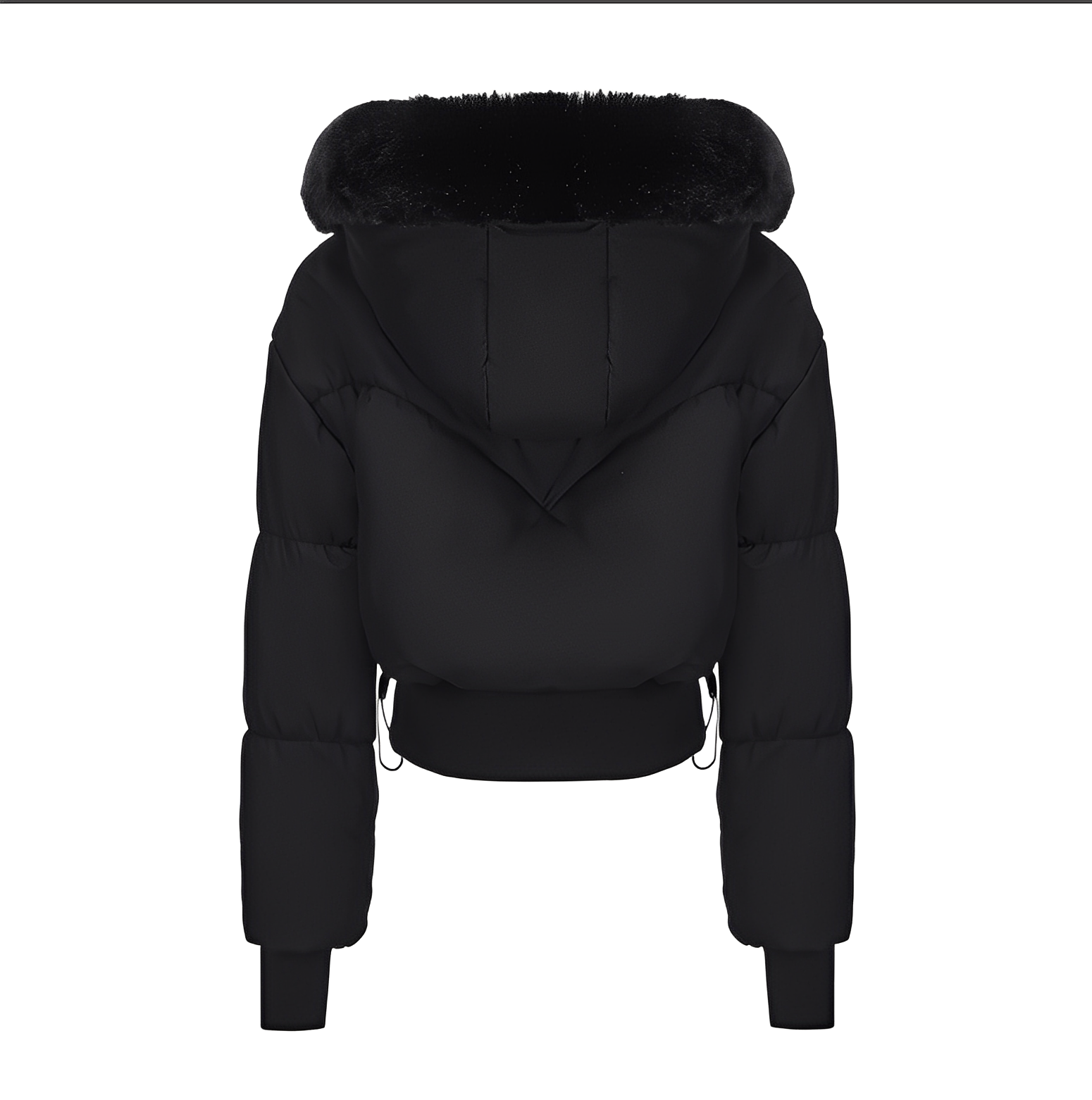 Fur-Trim Hooded Short Puffer Jacket