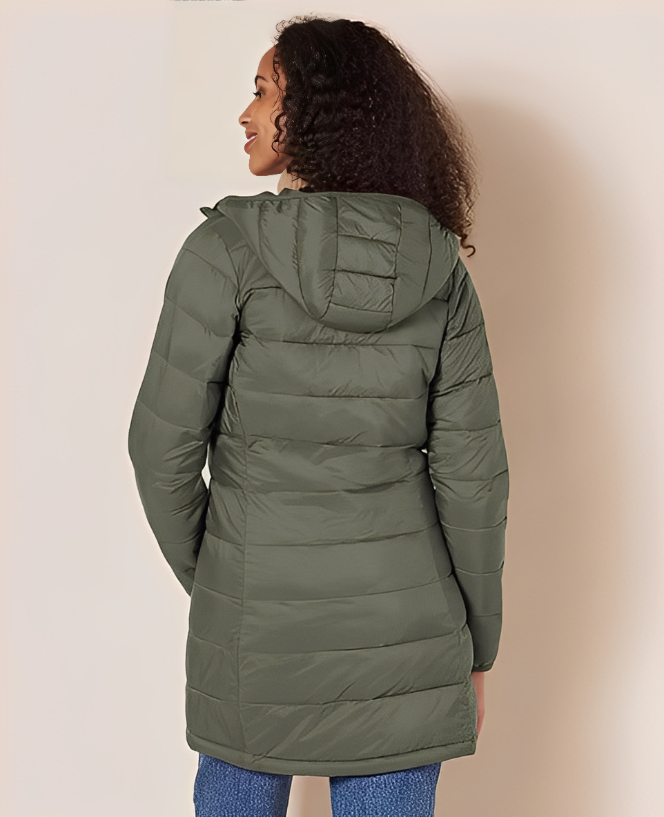 Lightweight Hooded Mid-Length Puffer Coat
