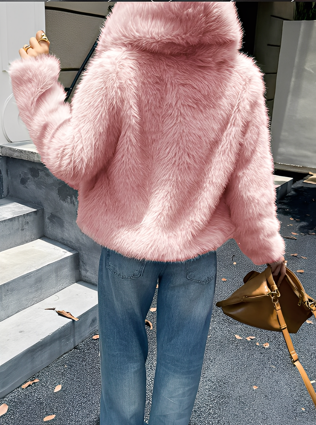 Plush Faux-Fur Mid-Length Coat