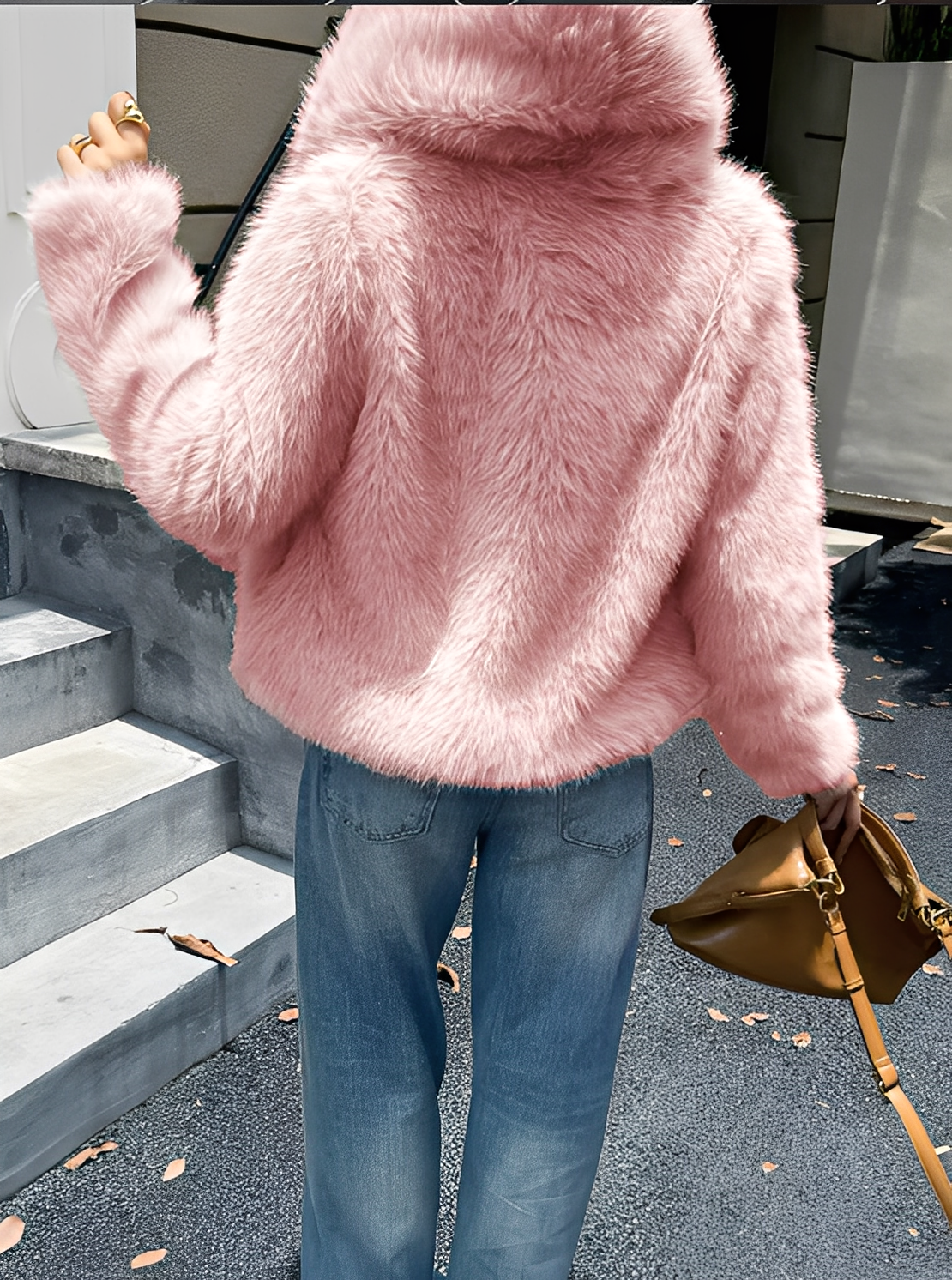 Plush Faux-Fur Mid-Length Coat