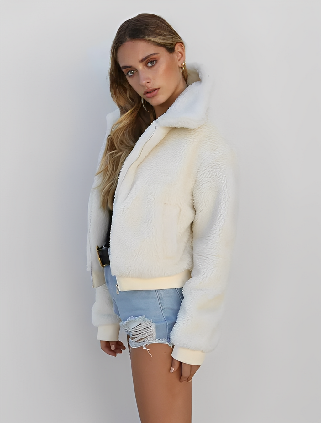 Lapel Fleece Zip-Up Jacket