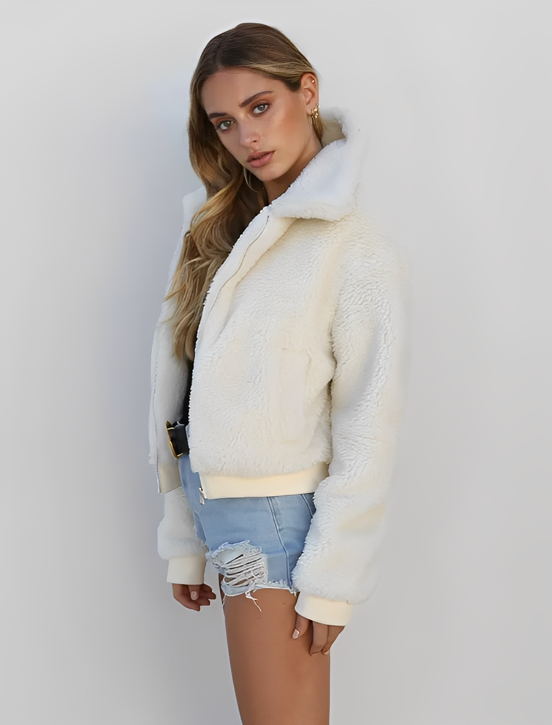 Lapel Fleece Zip-Up Jacket