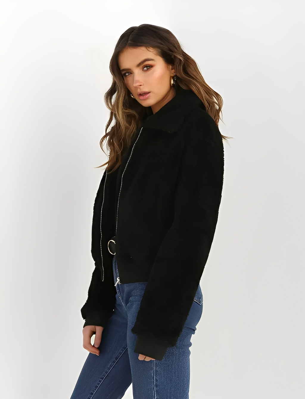 Lapel Fleece Zip-Up Jacket