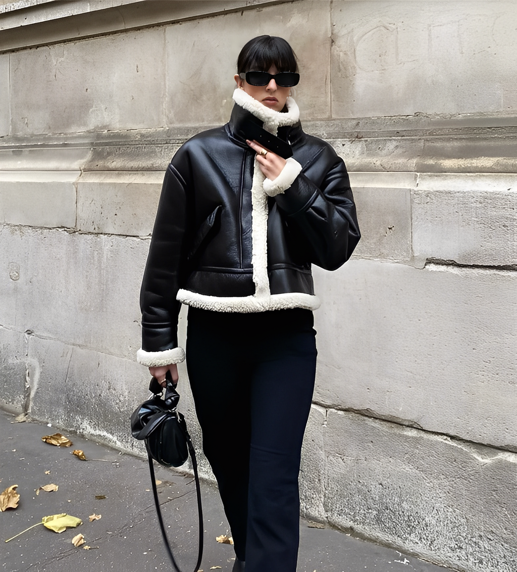 Faux Leather Puffer Jacket