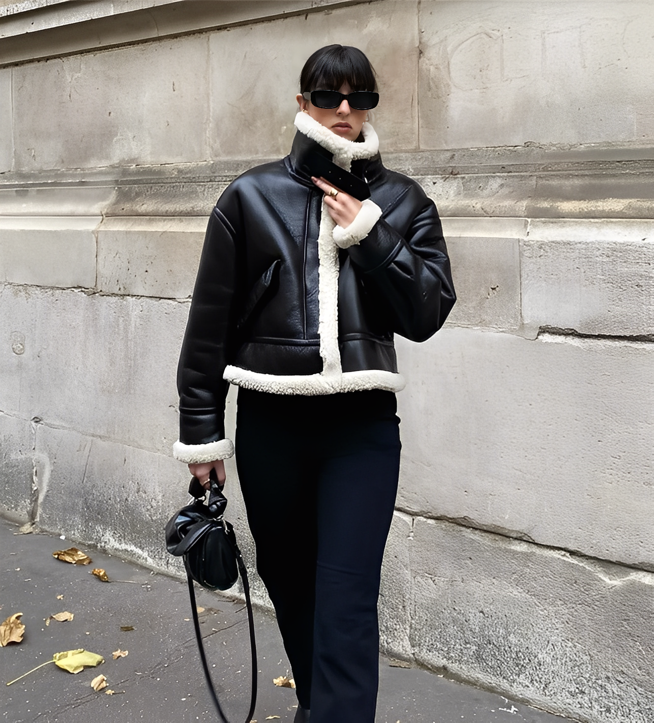 Faux Leather Puffer Jacket