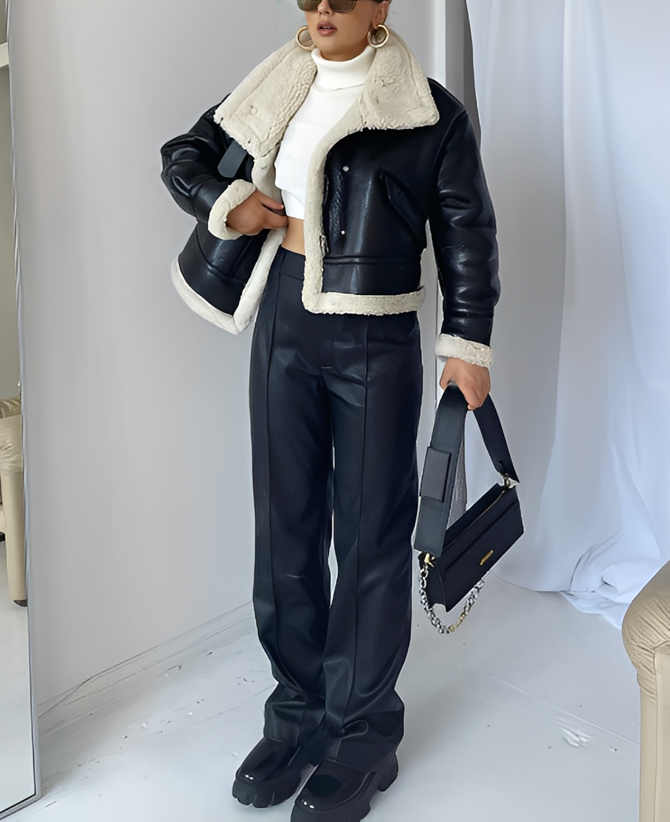 Faux Leather Puffer Jacket