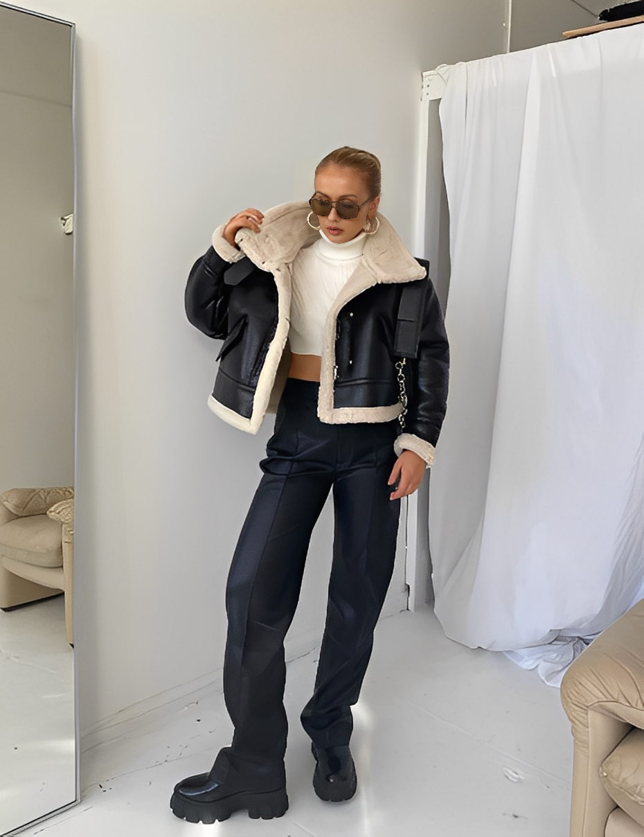 Faux Leather Puffer Jacket