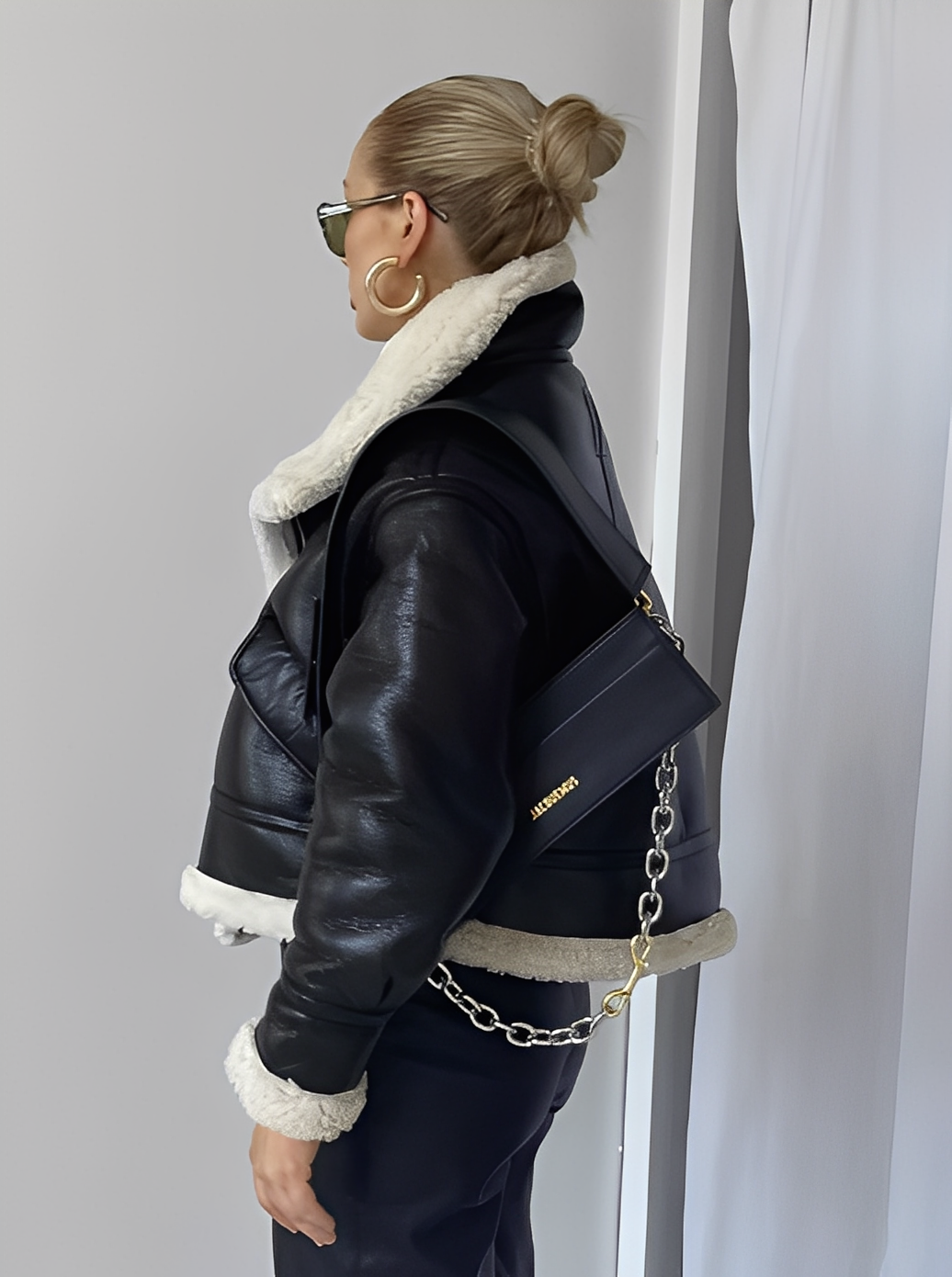 Faux Leather Puffer Jacket