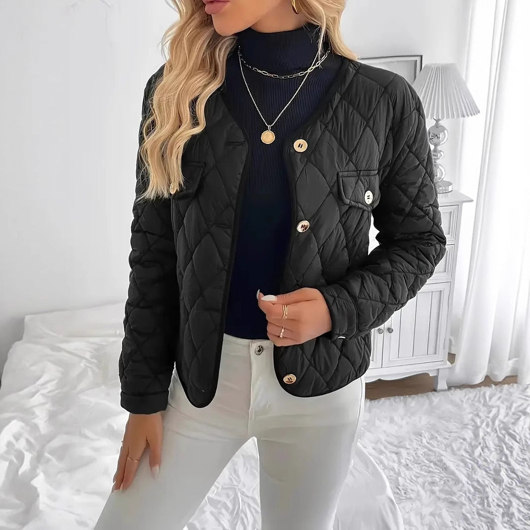 Quilted Button-Up Short Jacket
