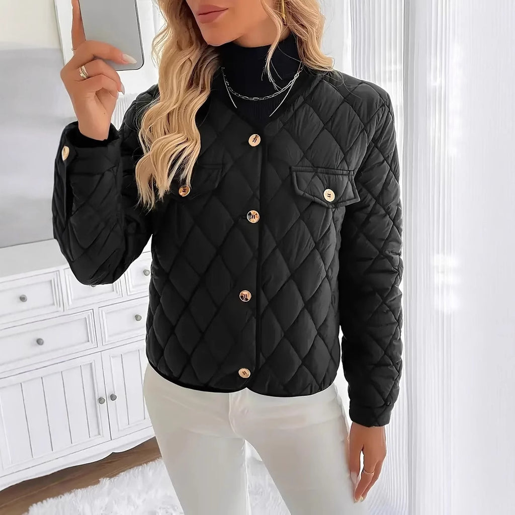 Quilted Button-Up Short Jacket